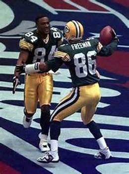 Andre Rison and Antonio Freeman of the Green Bay Packers