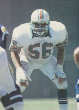 5-time Pro Bowl Linebacker for the Miami Dolphins from 1986-1993 is shown here as rookie in 1986.