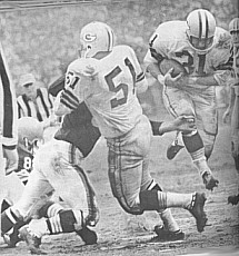 One of the most recognized fullbacks of the NFL in the 1960s Taylor was a major contributor to the success of Vince Lombardi's Green Bay Packer teams. Rushed for almost 8600 yards in his 10-year career. Inducted in to the Professional Football Hall of Fame in 1976. 