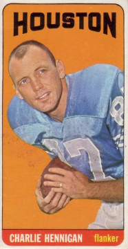 The 1965 Topps Trading Card of Houston Oilers All-League receiver Charley Hennigan