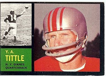 YA Tittle 1962 New York Giants Topps Football Card