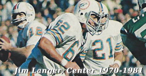 Jim Langer, Miami Dolphins Center 1970 to 1981