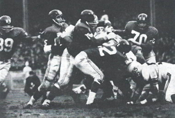 Dick Lynch, Rosey Grier & Sam Huff of the 1961 NY Giants Defense