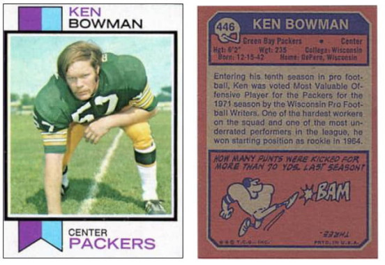Ken Bowman 1973 Green Bay Packers Topps Football Card #446