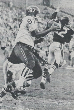 A Touchdown catch against the Oakland Raiders in the first year AFL showdown between the Raiders and Broncos.  
