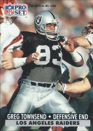 Greg Townsend 1991 Los Angeles Raiders Pro Set Card #195