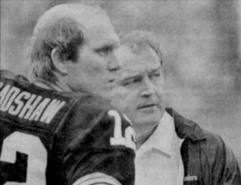 Steelers Head Coach Chuck Noll with QB Terry Bradshaw