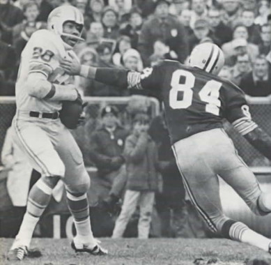 Lem Barney Intercepts a Pass Intended for Carroll Dale