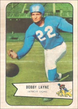 Bobby Layne 1954 Detroit Lions Bowman Football Card #53
