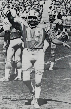 1973 - Here the former Colt and future Hall of Fame quarterback has just completed a 25-yard pass to former Chief Mike Garrett to become the first player to throw for over 40,000 yards in a career.