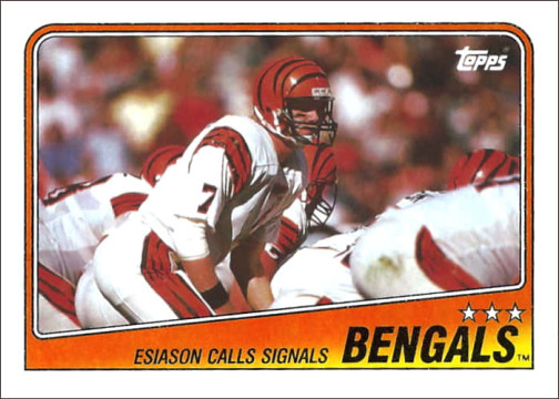 Featured in the 1988 Topps Team Leaders set he would have a career year during this season. Earning All Pro Honors he was named the league MVP as he led his Bengals all the way to a showdown against the 49ers in Super Bowl XXIII 