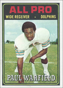 Celebrating his All Pro selection from the previous season on this 1974 Topps card. 1974 would be his last year as a Dolphin. In 1975 he joined the the Memphis Southmen of the upstart WFL and by 1976 he would rejoin the Browns who had originally drafted him in 1964. 