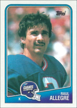 Raul Allegre 1988 New York Giants Topps NFL Football Trading Card #278
