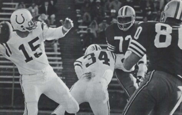 Earl Morrall and Terry Cole in 1969 Colts vs 49ers