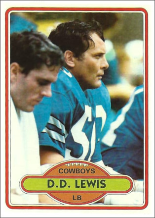 DD Lewis 1980 Dallas Cowboys Topps NFL Football Trading Card #373