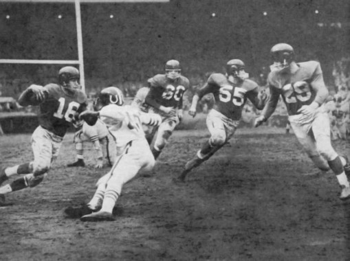 Frank Gifford, Ray Wietecha & Alex Webster in 1957 Giants vs Colts