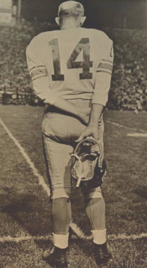 YA Tittle, Holding His Helmet on the Sideline, Facing Away from the Camera