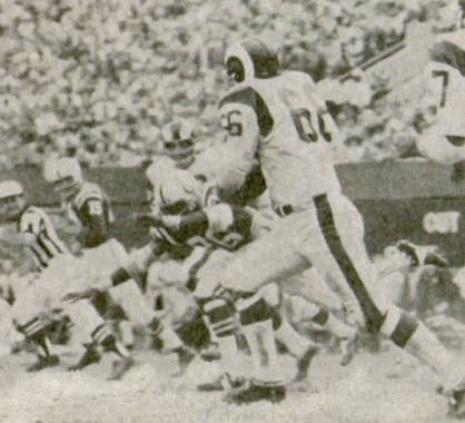 Myron Pottios intercepts Johnny Unitas of the Colts in 1969