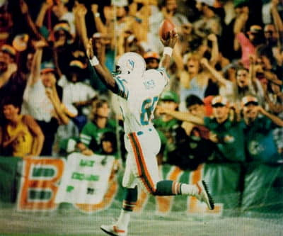 Mark Duper of the Miami Dolphins Receiver Scores a Touchdown