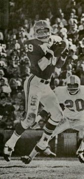 Otis Taylor (#89) led the Chiefs in 1969 with 696 receiving yards and 7 touchdowns. 