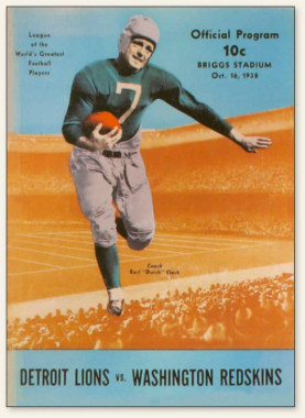 Earl "Dutch" Clark on the cover of a Lions/Redskins Game Program in 1938