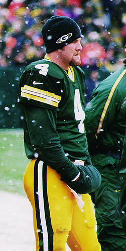 Brett Favre on the Packers Sideline