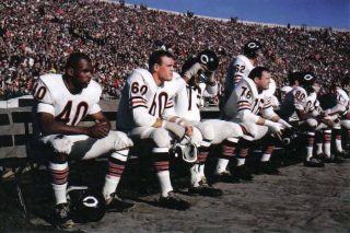 Chicago Bears runner Gale Sayers on the Bears Sideline bench.