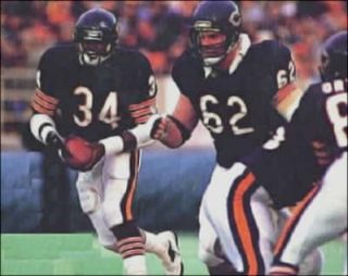 Walter Payton Gets Behind the Blocking of Mark Bortz