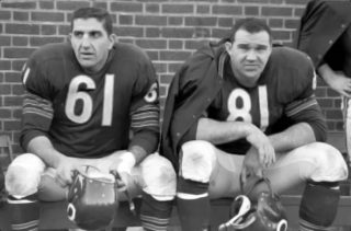 Bill George and Doug Atkins on Bears Bench