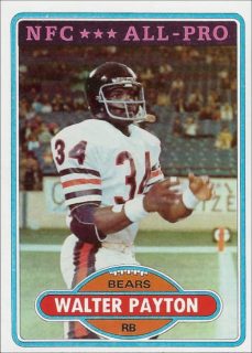Walter Payton 1980 Chicago Bears Topps NFL Trading Card #160