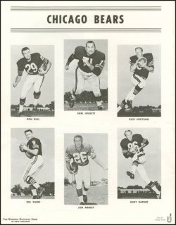 Pictures of 1964 Chicago Bears Players Bill Wade, Jon Arnett, Ron Bull & Earl Leggett in a preseason game program