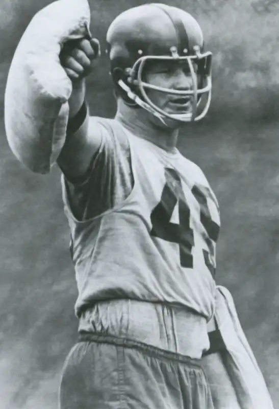 Black and white picture of Tommy Nobis on the Falcons practice field