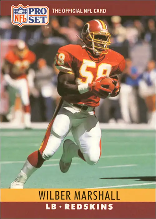 Wilber Marshall 1990 Washington Redskins Pro Set Football Trading Card #326