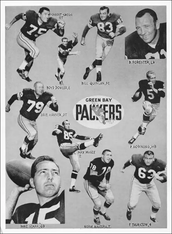 A page from a 1961 NFL Game Program featuring some of the stars of the Green Bay Packers.
