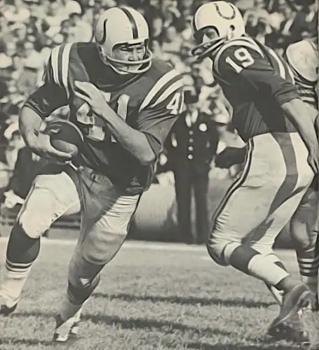 Two greats from Baltimore Colts History - Johnny Unitas, perhaps the greatest quarterback of his time and running back Tom Matte who played starred 12 seasons in Baltimore and had 1200 carries, 4646 rushing yards and a total of 57 touchdowns.
