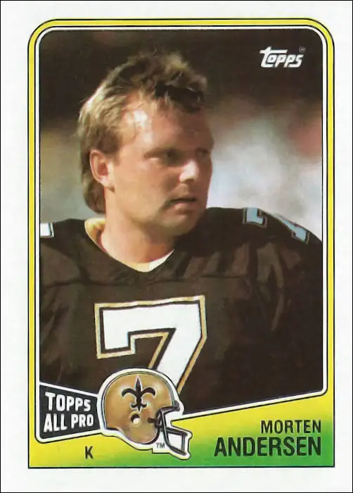 Morten Andersen 1988 New Orleans Saints Topps Football Card #61 - scored 110 points for the season.