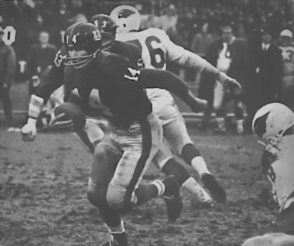 Vintage New York Giants Football, YA Tittle 1962 vs the St Louis Cardinals