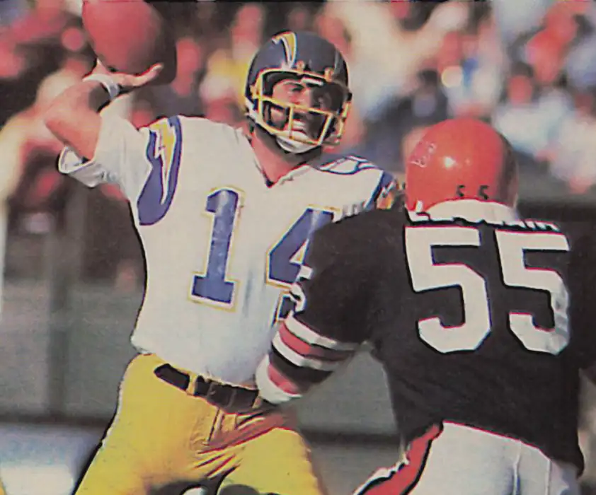 The Chargers Dan Fouts and the Bengals Jim LeClair | 1980s NFL