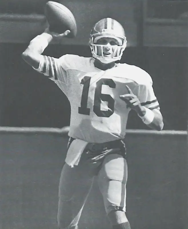 Vintage photo of San Francisco 49er quarterback Joe Montana.