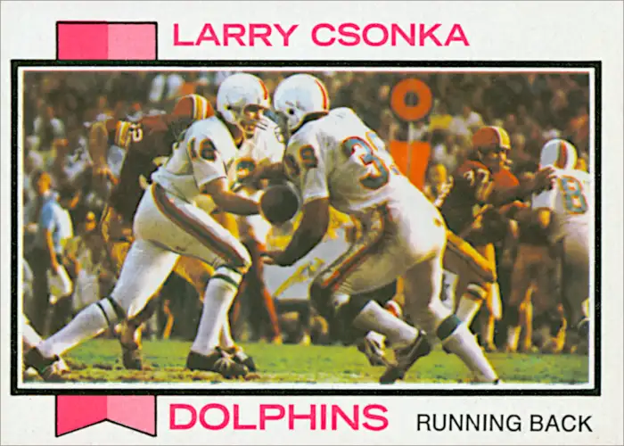 Larry Csonka 1973 Miami Dolphins Topps NFL Football Trading Card #100