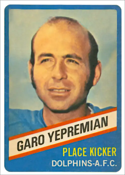 Garo Yepremian 1976 Miami Dolphins Wonder Bread Series Football Trading Card #12