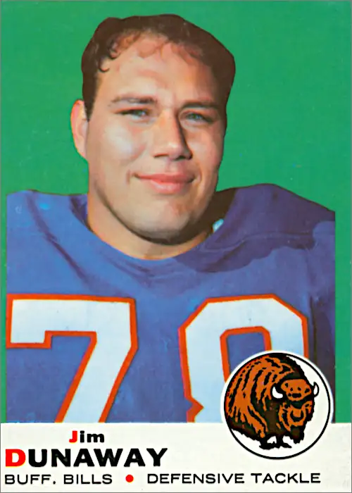 Jim Dunaway 1969 Buffalo Bills Topps AFL Football Trading Card #10