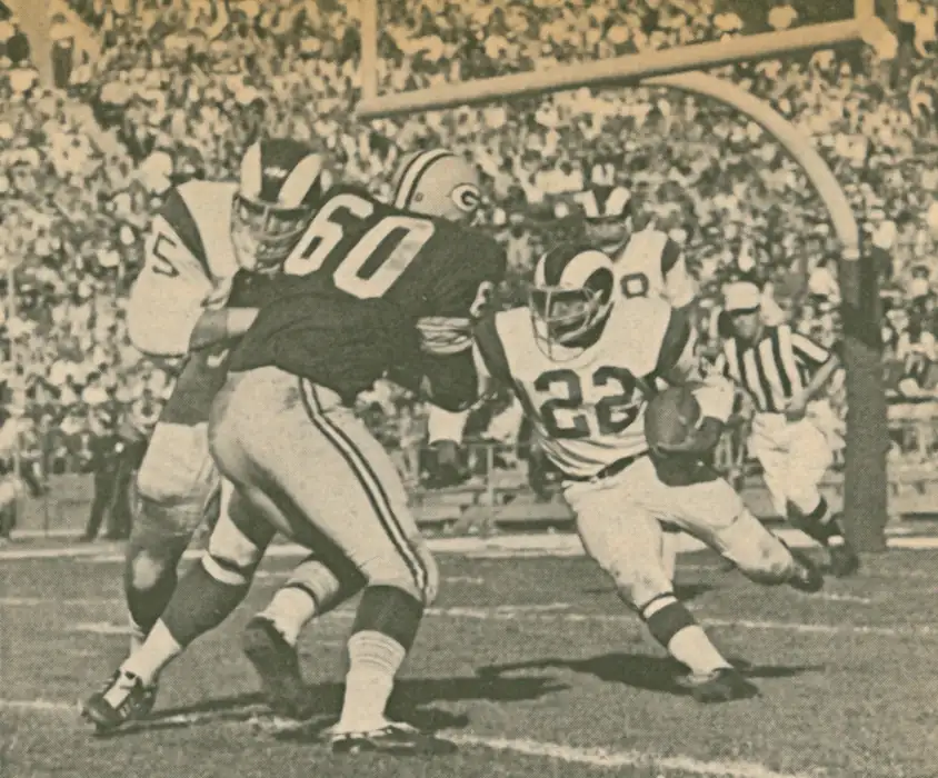 Dick Bass Gets Behind Tom Mack - 1967 Los Angeles Rams Football