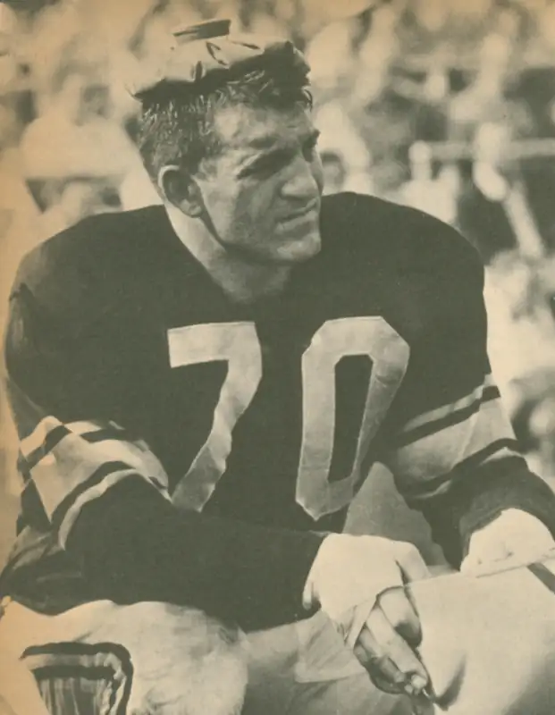 Steeler Ernie Stautner Cools Off on the Sideline