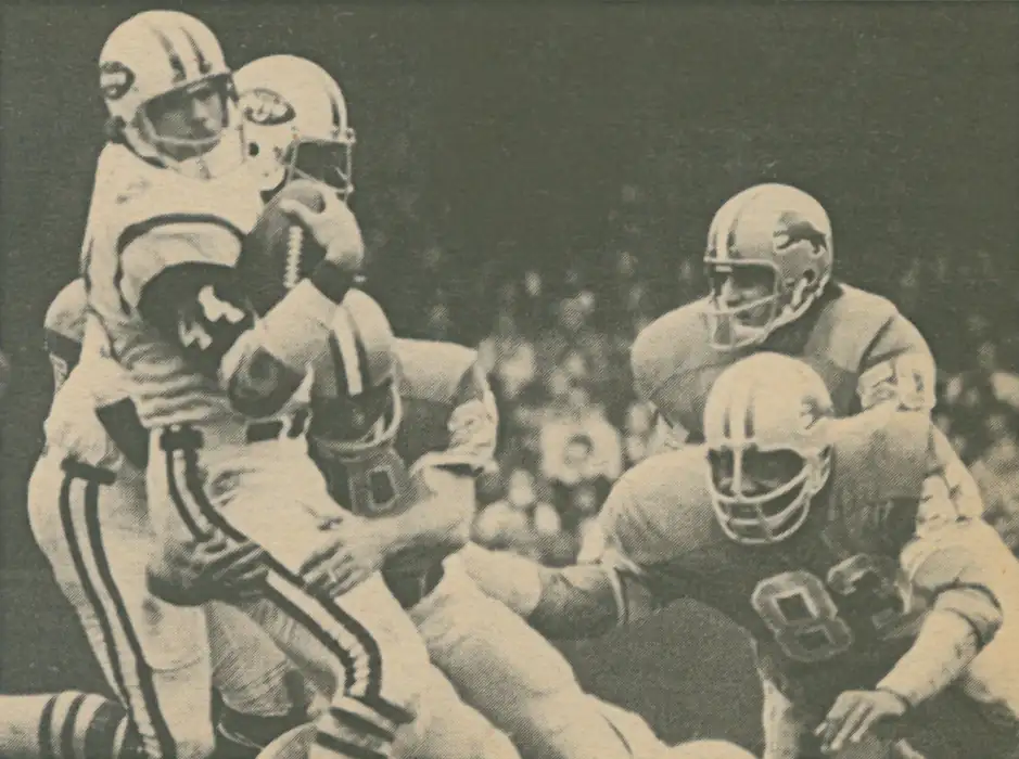 John Riggins Surrounded by the Detroit Lions Defense - 1972 NFL