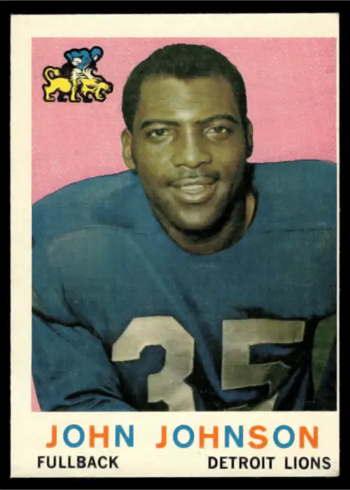 Lions runner John Henry Johnson on his 1959 Topps card - his last year in Detroit before joining Pittsburgh.