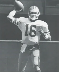 Vintage photo of San Francisco 49er quarterback Joe Montana.